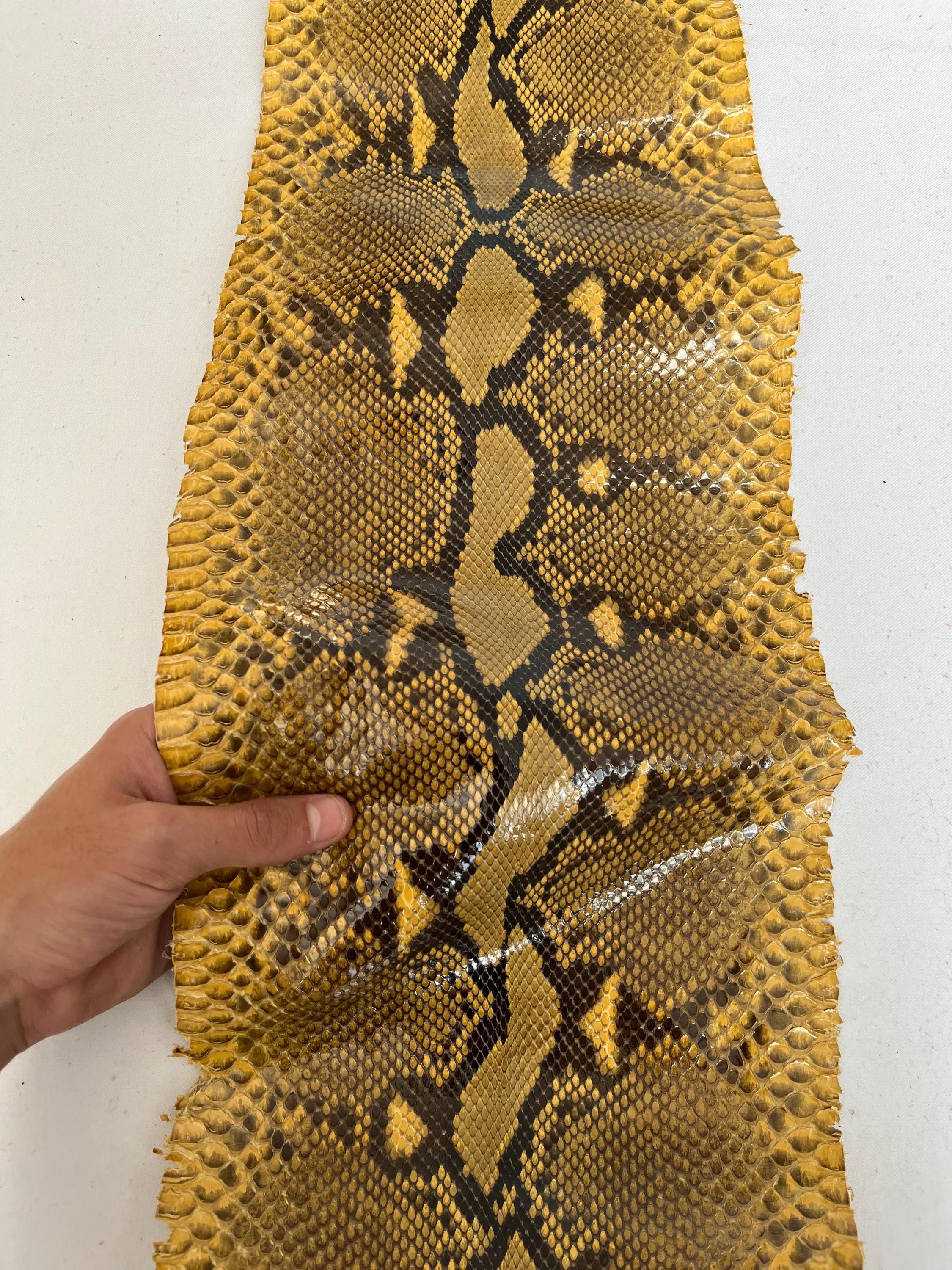 Real snake leather, genuine snakeskin hide natural glazed colour, long and wide python leather of thick 0,7mm(2 oz)