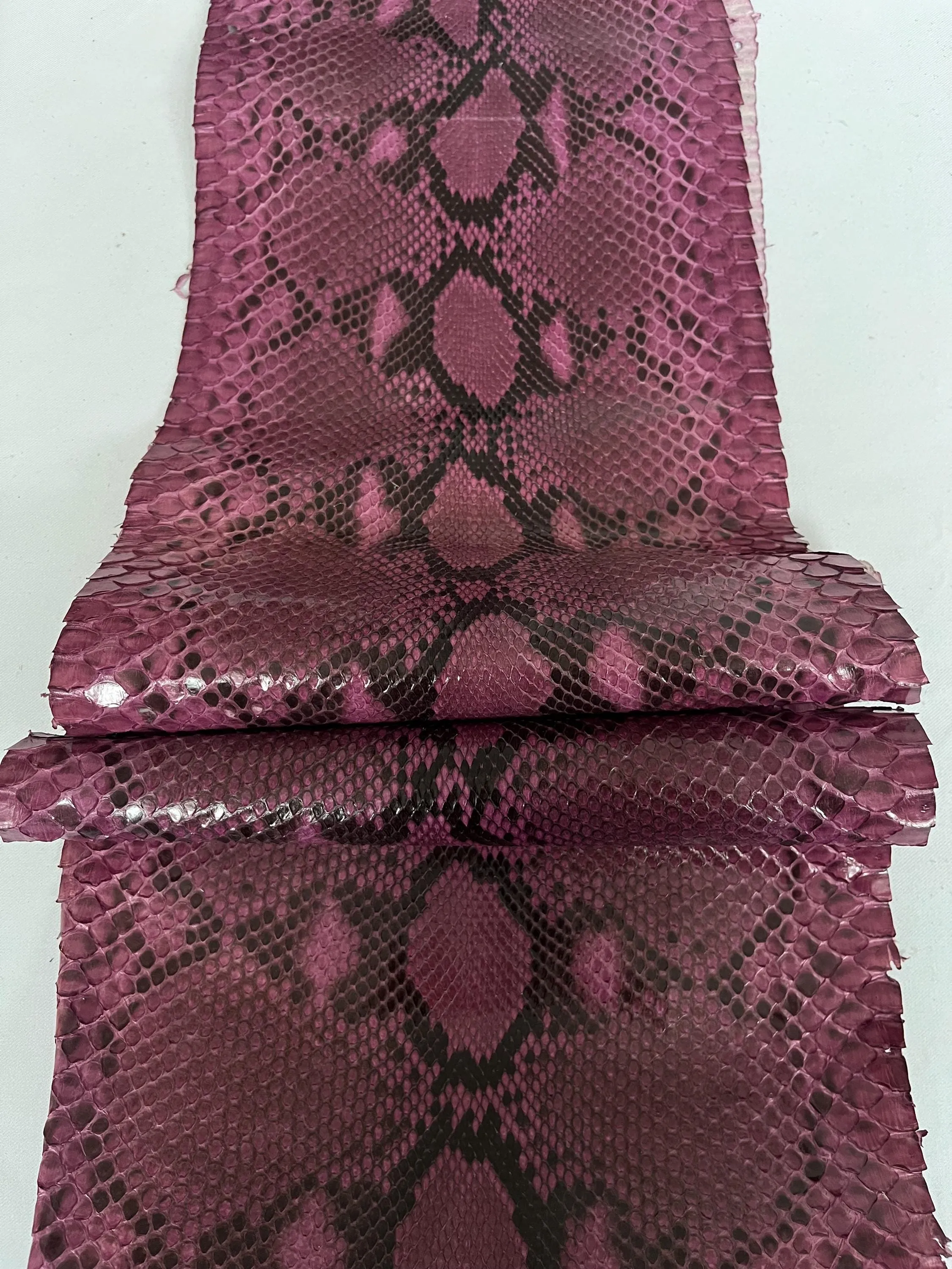 Real snake leather, genuine snakeskin hide natural glazed colour, long and wide python leather of thick 0,7mm(2 oz)
