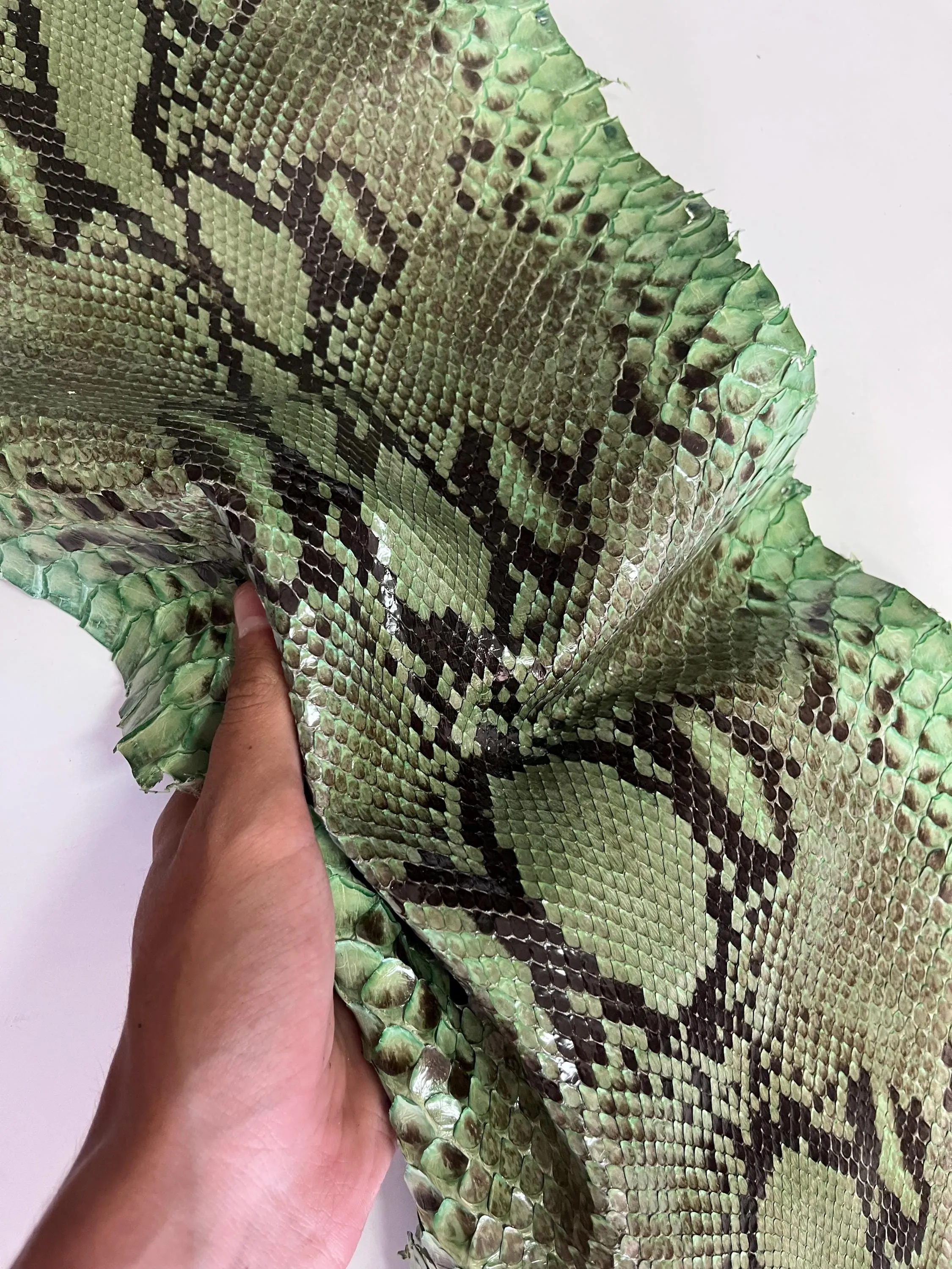 Real snake leather, genuine snakeskin hide natural glazed colour, long and wide python leather of thick 0,7mm(2 oz)
