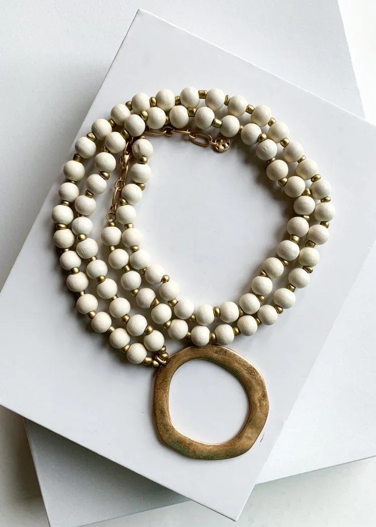 Snug Corner Long Beaded Ivory Beaded Pendant