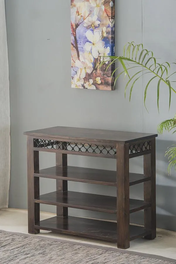 Solid Wood Jali Shoe Rack