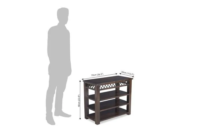 Solid Wood Jali Shoe Rack