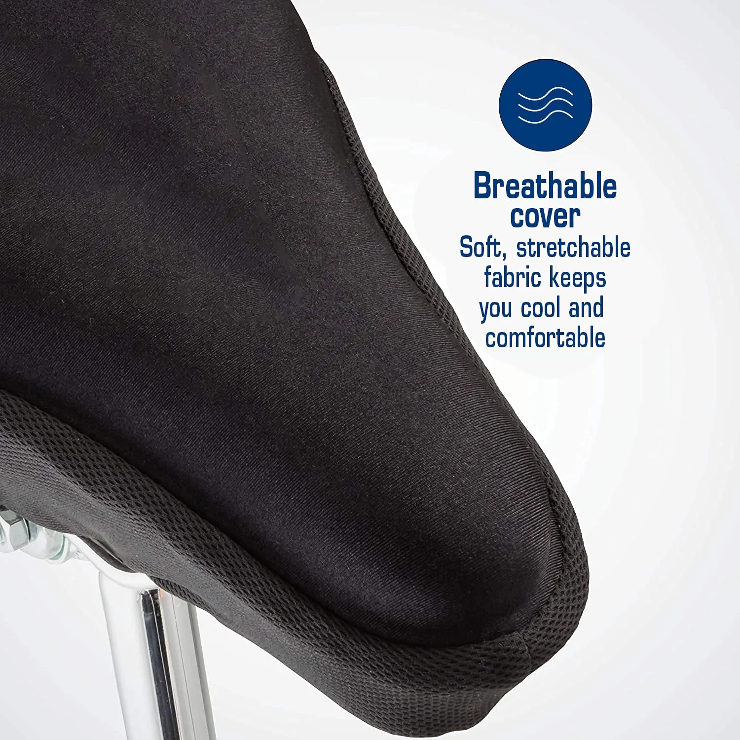 Strauss Premium 100% Silicone Gel Seat Cover with Anti-Slip Granules & Soft, Thick Padding | Superior Comfort, Breathable Design | Comes with Adjustable Rope Straps & Fits All Cycles, (Black)