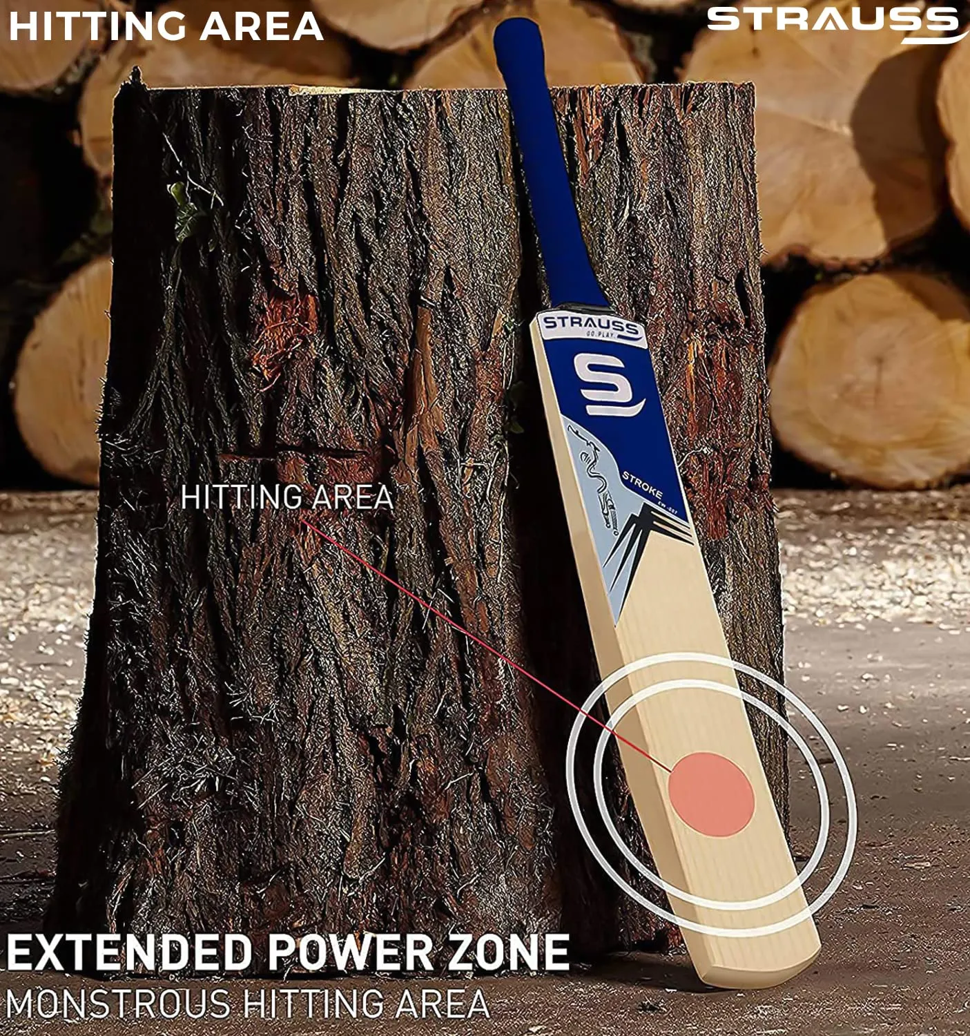 Strauss Super Kashmir Willow Cricket Bat, (Size 6) Blue Sticker